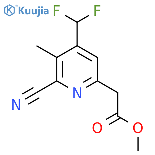 Methyl 2-cyano-4-(difluoromethyl)-3-methylpyridine-6-acetate structure