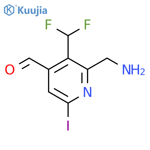 2-(Aminomethyl)-3-(difluoromethyl)-6-iodopyridine-4-carboxaldehyde structure