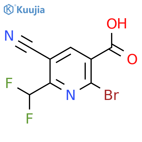 2-Bromo-5-cyano-6-(difluoromethyl)pyridine-3-carboxylic acid structure