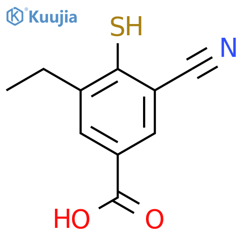 3-Cyano-5-ethyl-4-mercaptobenzoic acid structure