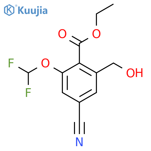 Ethyl 4-cyano-2-difluoromethoxy-6-(hydroxymethyl)benzoate structure