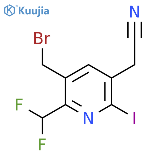 3-(Bromomethyl)-2-(difluoromethyl)-6-iodopyridine-5-acetonitrile structure