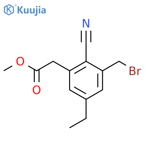 Methyl 3-bromomethyl-2-cyano-5-ethylphenylacetate structure