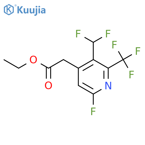 Ethyl 3-(difluoromethyl)-6-fluoro-2-(trifluoromethyl)pyridine-4-acetate structure