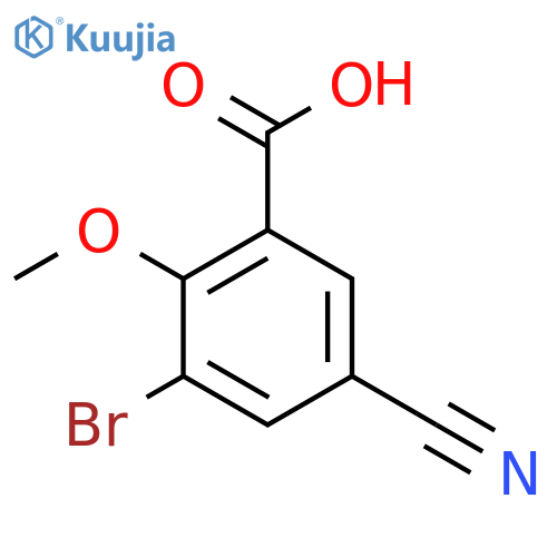 3-Bromo-5-cyano-2-methoxybenzoic acid structure