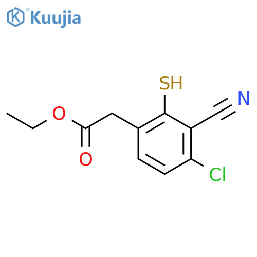 Ethyl 4-chloro-3-cyano-2-mercaptophenylacetate structure