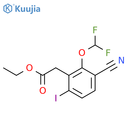 Ethyl 3-cyano-2-difluoromethoxy-6-iodophenylacetate structure
