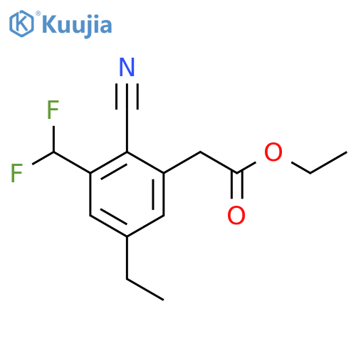 Ethyl 2-cyano-3-difluoromethyl-5-ethylphenylacetate structure