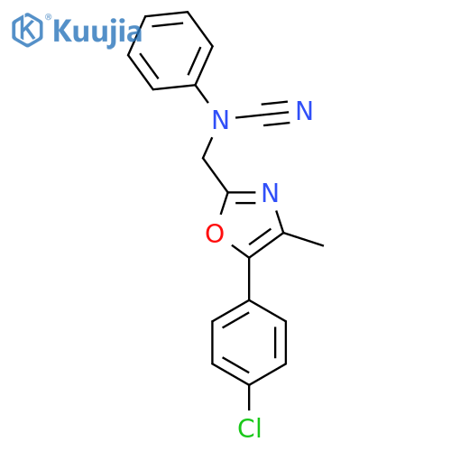 N-{[5-(4-chlorophenyl)-4-methyl-1,3-oxazol-2-yl]methyl}-N-cyanoaniline structure
