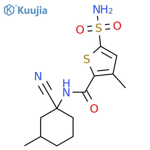 N-(1-cyano-3-methylcyclohexyl)-3-methyl-5-sulfamoylthiophene-2-carboxamide structure