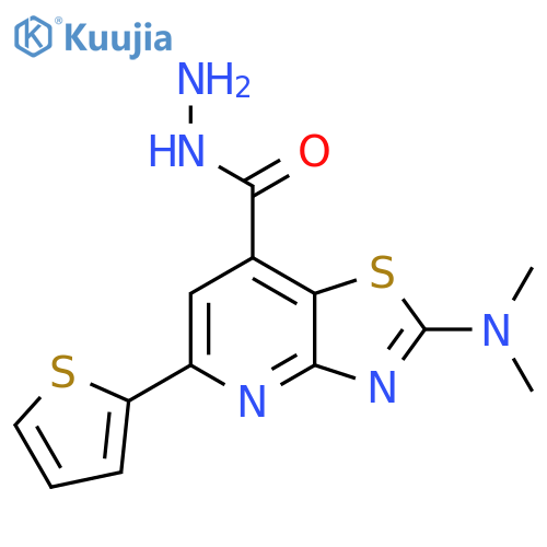 Thiazolo[4,5-b]pyridine-7-carboxylic acid, 2-(dimethylamino)-5-(2-thienyl)-, hydrazide structure
