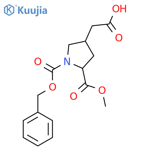 2-(1-((Benzyloxy)carbonyl)-5-(methoxycarbonyl)pyrrolidin-3-yl)acetic acid structure