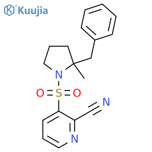 3-[(2-Benzyl-2-methylpyrrolidin-1-yl)sulfonyl]pyridine-2-carbonitrile structure