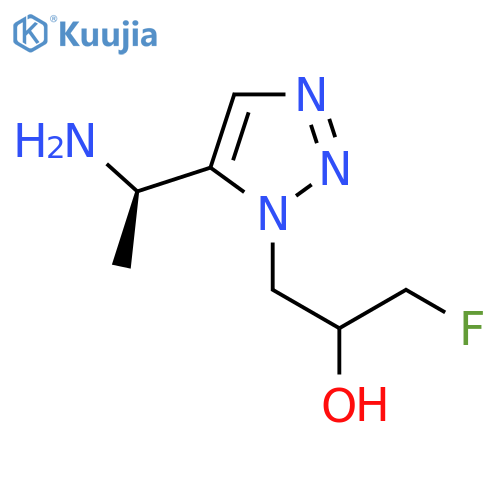 1-{5-[(1R)-1-aminoethyl]-1H-1,2,3-triazol-1-yl}-3-fluoropropan-2-ol structure