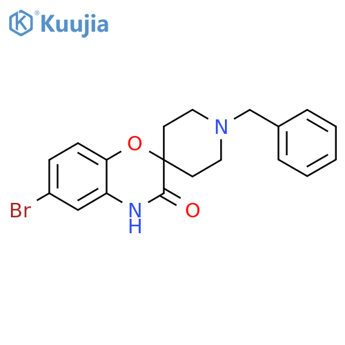 6-Bromo-1'-(phenylmethyl)-spiro[2H-1,4-benzoxazine-2,4'-piperidin]-3(4H)-one structure