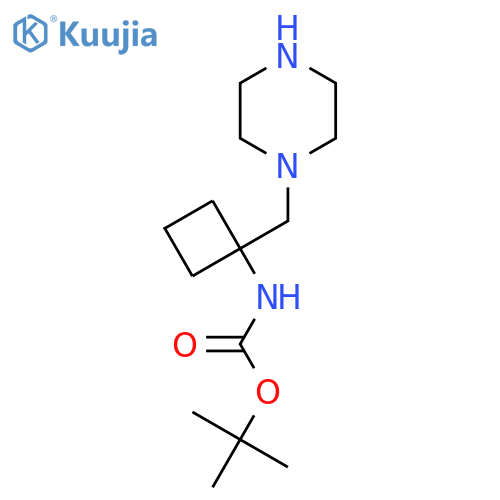 tert-butyl N-{1-(piperazin-1-yl)methylcyclobutyl}carbamate structure