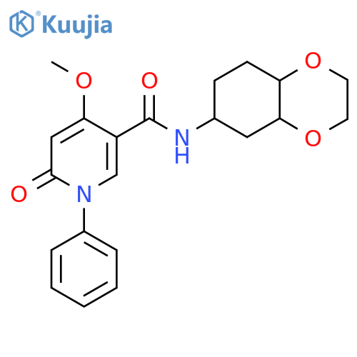 4-methoxy-N-(octahydro-1,4-benzodioxin-6-yl)-6-oxo-1-phenyl-1,6-dihydropyridine-3-carboxamide structure
