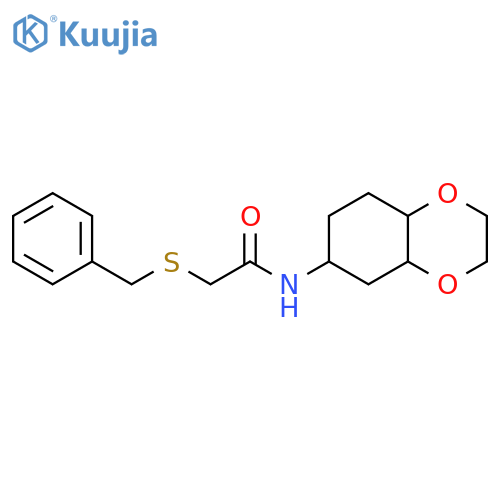 2-(benzylsulfanyl)-N-(octahydro-1,4-benzodioxin-6-yl)acetamide structure