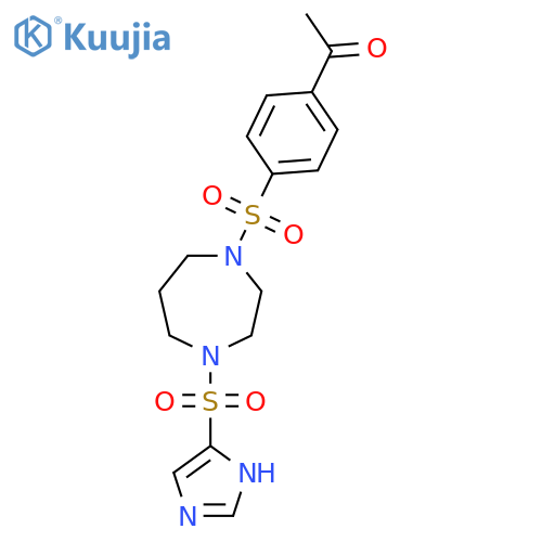 1-(4-{4-(1H-imidazole-4-sulfonyl)-1,4-diazepan-1-ylsulfonyl}phenyl)ethan-1-one structure
