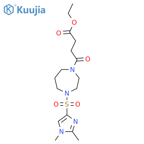 ethyl 4-{4-(1,2-dimethyl-1H-imidazol-4-yl)sulfonyl-1,4-diazepan-1-yl}-4-oxobutanoate structure