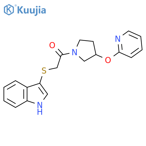 2-((1H-indol-3-yl)thio)-1-(3-(pyridin-2-yloxy)pyrrolidin-1-yl)ethanone structure