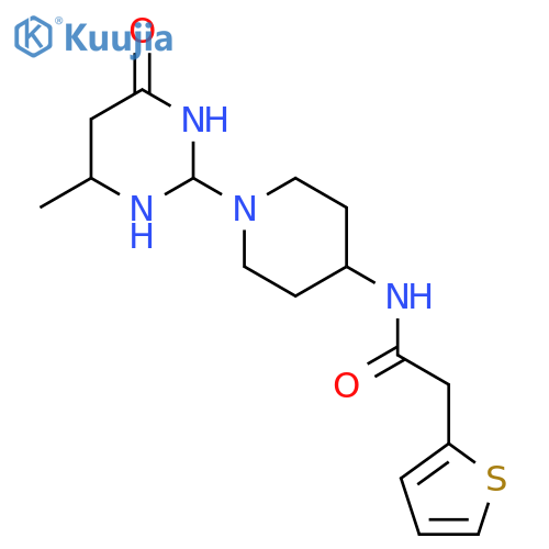 N-[1-(4-methyl-6-oxo-1,6-dihydropyrimidin-2-yl)piperidin-4-yl]-2-(thiophen-2-yl)acetamide structure