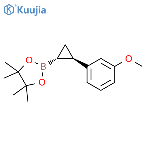 2-[trans-2-(3-methoxyphenyl)cyclopropyl]-4,4,5,5-tetramethyl-1,3,2-dioxaborolane structure