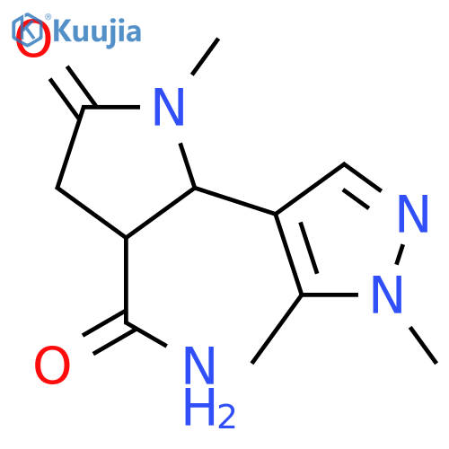 2-(1,5-dimethyl-1H-pyrazol-4-yl)-1-methyl-5-oxopyrrolidine-3-carboxamide structure