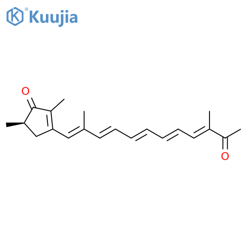 2-Cyclopenten-1-one, 3-[(1E,3E,5E,7E,9E)-2,10-dimethyl-11-oxo-1,3,5,7,9-dodecapentaen-1-yl]-2,5-dimethyl-, (5R)- structure