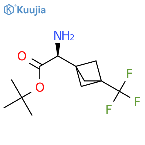 tert-butyl (2S)-2-amino-2-[3-(trifluoromethyl)bicyclo[1.1.1]pentan-1-yl]acetate structure