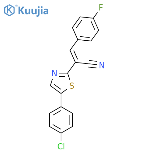 (2E)-2-[5-(4-chlorophenyl)-1,3-thiazol-2-yl]-3-(4-fluorophenyl)acrylonitrile structure