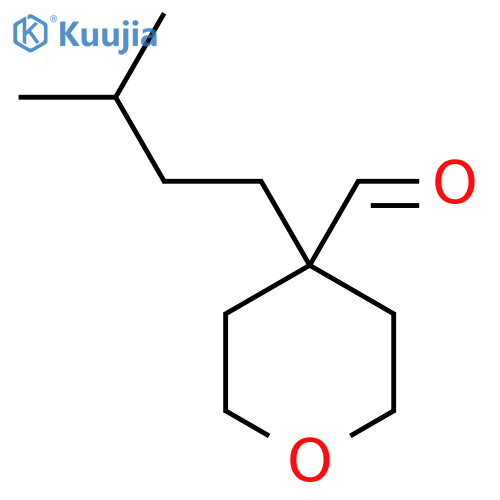 4-(3-methylbutyl)oxane-4-carbaldehyde structure