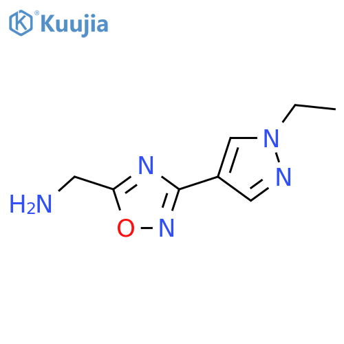 (3-(1-ethyl-1H-pyrazol-4-yl)-1,2,4-oxadiazol-5-yl)methanamine structure