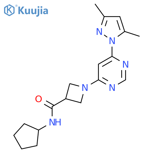 N-cyclopentyl-1-6-(3,5-dimethyl-1H-pyrazol-1-yl)pyrimidin-4-ylazetidine-3-carboxamide structure