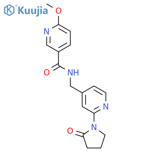 6-methoxy-N-{[2-(2-oxopyrrolidin-1-yl)pyridin-4-yl]methyl}pyridine-3-carboxamide structure