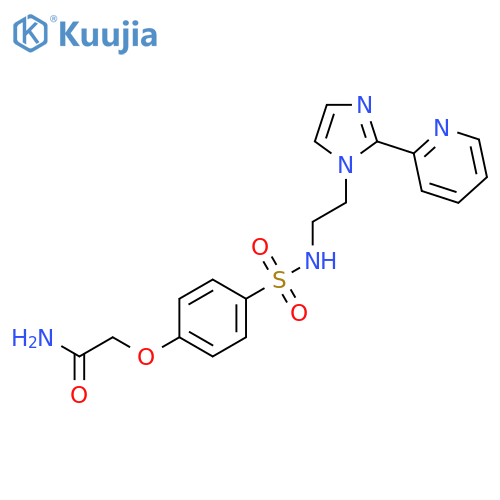 2-[4-({2-[2-(pyridin-2-yl)-1H-imidazol-1-yl]ethyl}sulfamoyl)phenoxy]acetamide structure