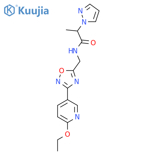N-{[3-(6-ethoxypyridin-3-yl)-1,2,4-oxadiazol-5-yl]methyl}-2-(1H-pyrazol-1-yl)propanamide structure