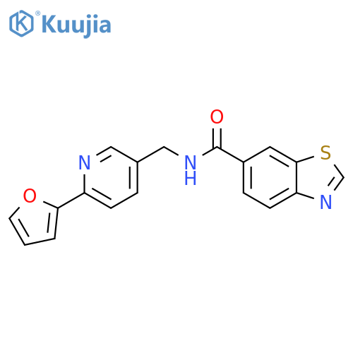 N-{[6-(furan-2-yl)pyridin-3-yl]methyl}-1,3-benzothiazole-6-carboxamide structure