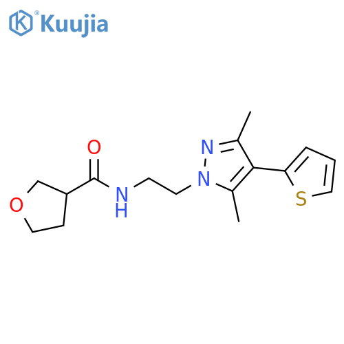 N-{2-[3,5-dimethyl-4-(thiophen-2-yl)-1H-pyrazol-1-yl]ethyl}oxolane-3-carboxamide structure