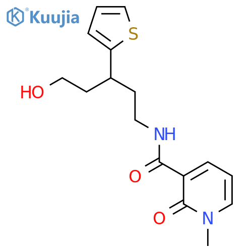N-[5-hydroxy-3-(thiophen-2-yl)pentyl]-1-methyl-2-oxo-1,2-dihydropyridine-3-carboxamide structure