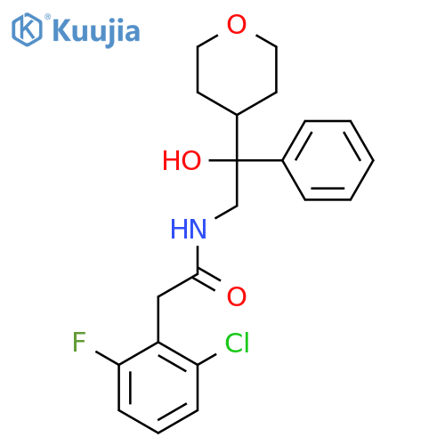 2-(2-chloro-6-fluorophenyl)-N-[2-hydroxy-2-(oxan-4-yl)-2-phenylethyl]acetamide structure