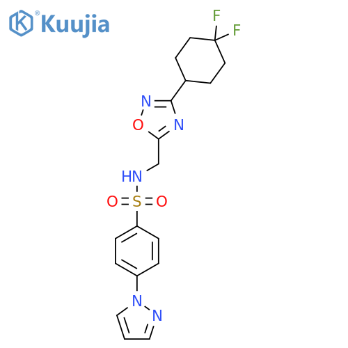N-{[3-(4,4-difluorocyclohexyl)-1,2,4-oxadiazol-5-yl]methyl}-4-(1H-pyrazol-1-yl)benzene-1-sulfonamide structure