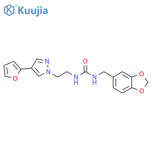1-(2H-1,3-benzodioxol-5-yl)methyl-3-{2-4-(furan-2-yl)-1H-pyrazol-1-ylethyl}urea structure