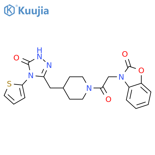 3-[2-oxo-2-(4-{[5-oxo-4-(thiophen-2-yl)-4,5-dihydro-1H-1,2,4-triazol-3-yl]methyl}piperidin-1-yl)ethyl]-2,3-dihydro-1,3-benzoxazol-2-one structure