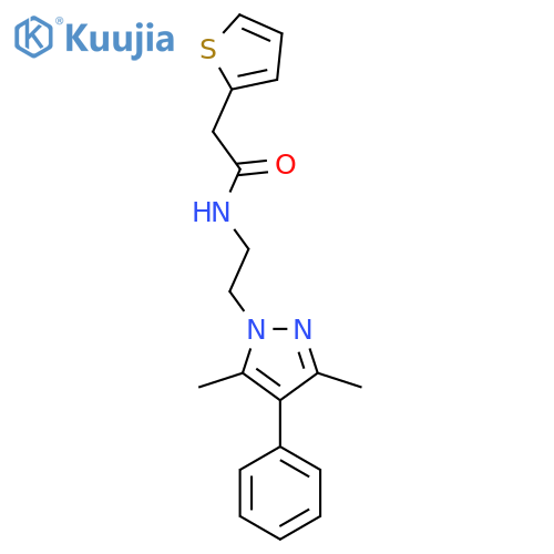 N-[2-(3,5-dimethyl-4-phenyl-1H-pyrazol-1-yl)ethyl]-2-(thiophen-2-yl)acetamide structure