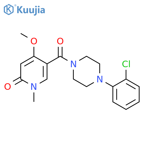 5-[4-(2-chlorophenyl)piperazine-1-carbonyl]-4-methoxy-1-methylpyridin-2-one structure