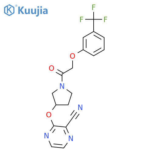 3-[(1-{2-[3-(trifluoromethyl)phenoxy]acetyl}pyrrolidin-3-yl)oxy]pyrazine-2-carbonitrile structure