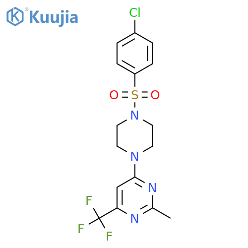 4-[4-(4-chlorobenzenesulfonyl)piperazin-1-yl]-2-methyl-6-(trifluoromethyl)pyrimidine structure