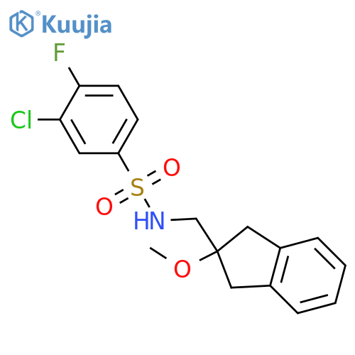 3-chloro-4-fluoro-N-[(2-methoxy-2,3-dihydro-1H-inden-2-yl)methyl]benzene-1-sulfonamide structure