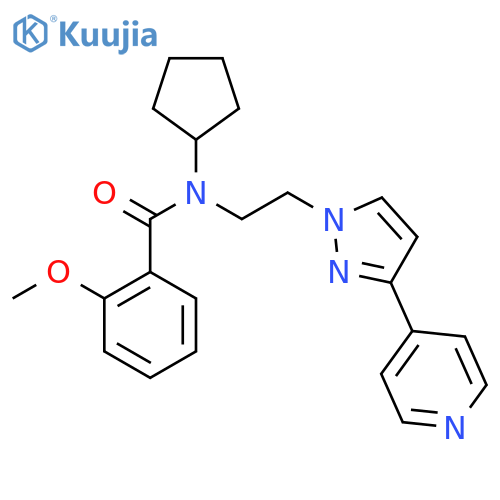 N-cyclopentyl-2-methoxy-N-{2-3-(pyridin-4-yl)-1H-pyrazol-1-ylethyl}benzamide structure